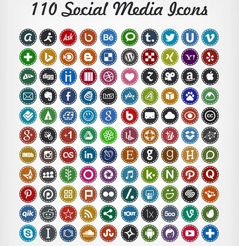 110 Free Hand Stitch Social Media Icons
