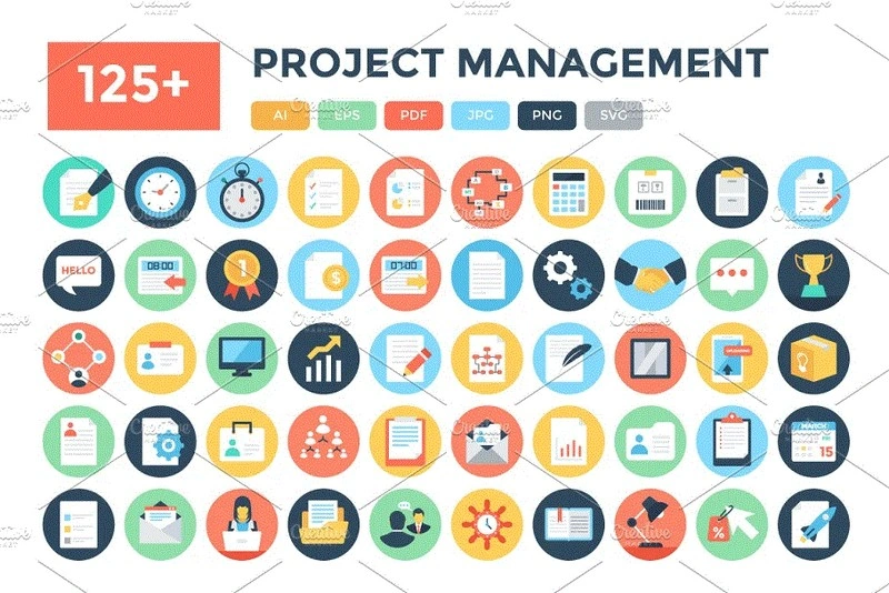 125+ Flat Project Management Icons