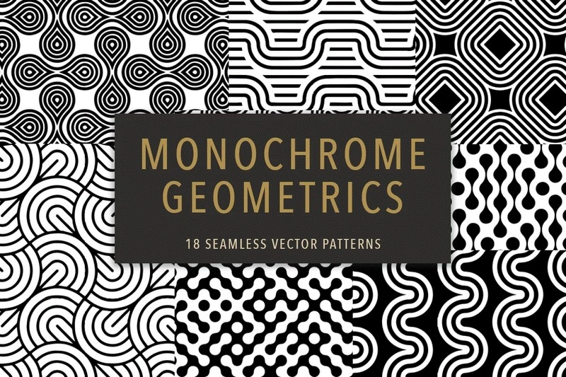 18 Monochrome Geometric Patterns