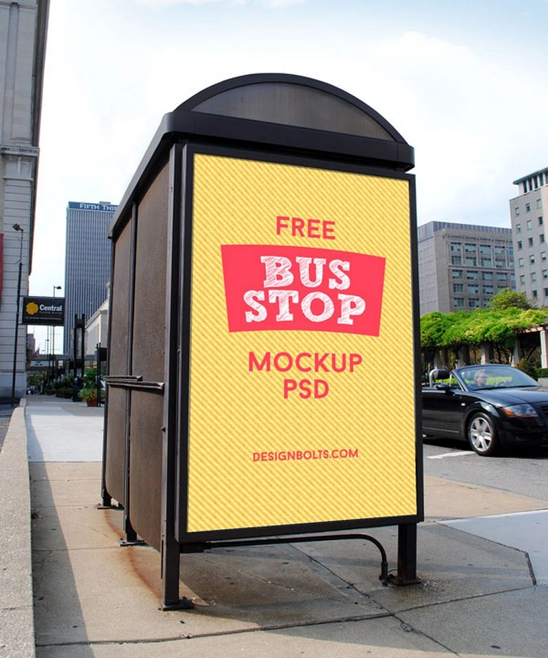 2 Free HQ Outdoor Advertising Bus Shelter Mock-up
