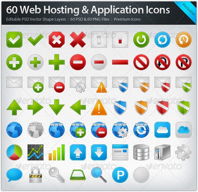 60 Web Hosting & Application Icons