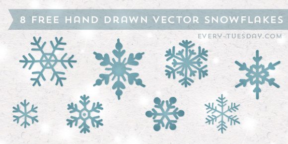 8 Free Hand Drawn Vector Snowflakes