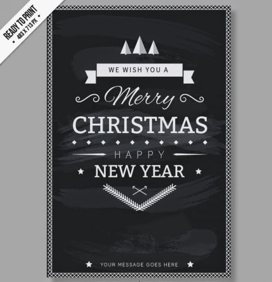 Free CMYK Black and white Christmas card