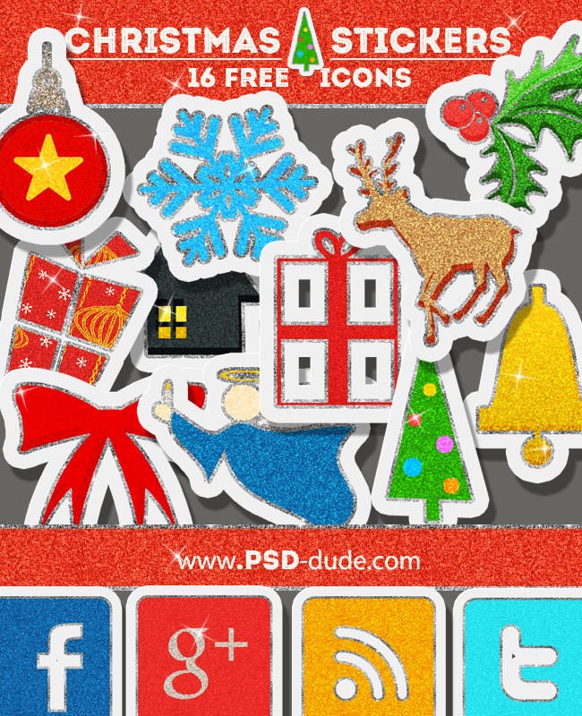 Free Christmas Glitter Sticker Icons