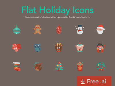 Freebie Flat Holiday Icons