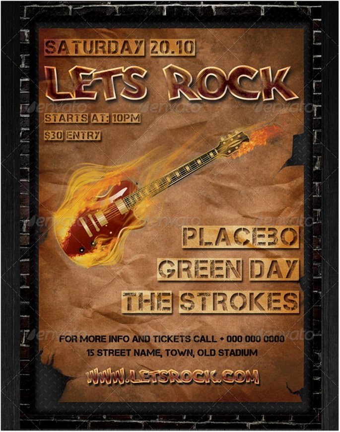 Rock Party-Concert Flyer-Poster Template