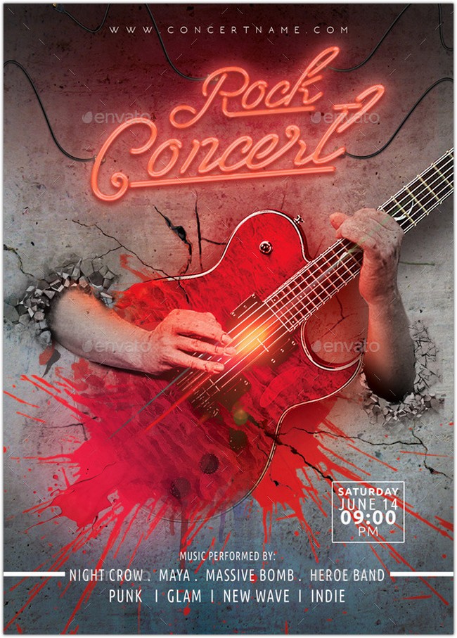 Rock concert flyer template