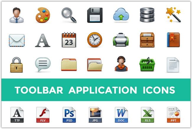 Toolbar Application Icon Set
