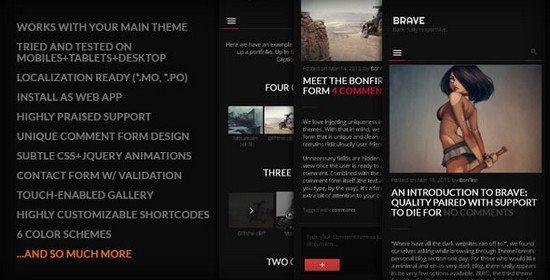 BRAVE A dark, clean, fully responsive WP theme