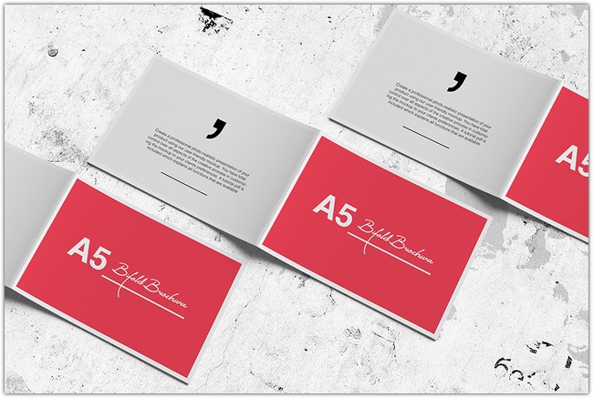 Bi-fold A5 Horizontal Brochure Mock-up