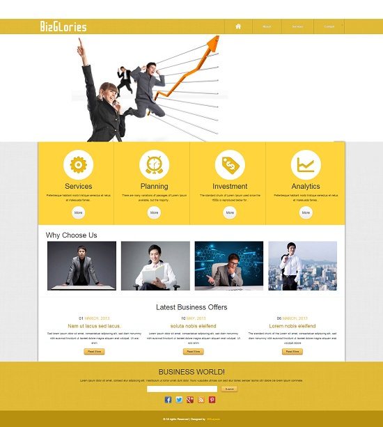 Biz Glories web and mobile website template for free