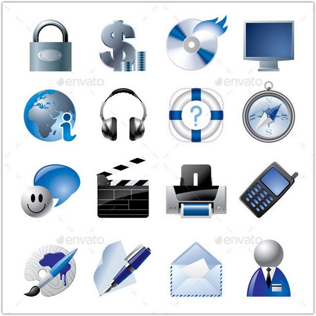 Blue Website and Internet Icons