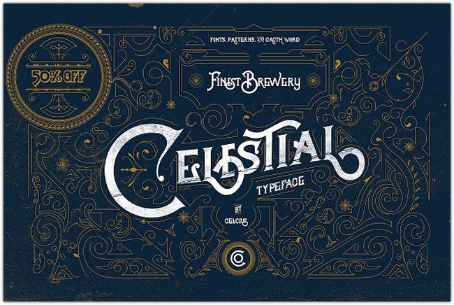 Celestial Fonts & Vintage Pattern  