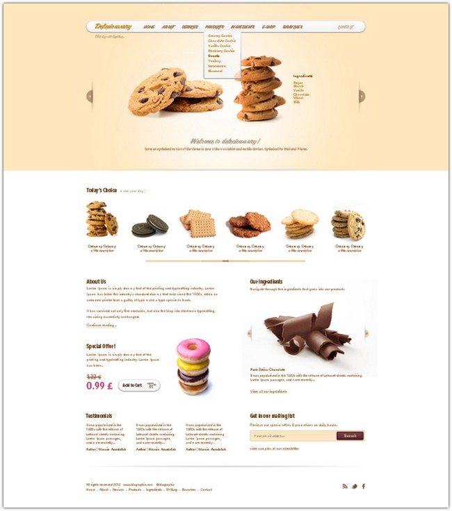 Delecioussary – Cookies Website Template (Psd)