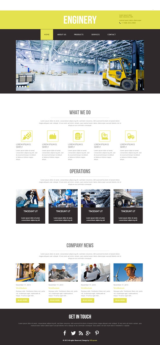 Enginery – An Industrial Mobile Website Template