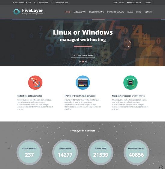 FiveLayer - Web Hosting, Responsive HTML Template