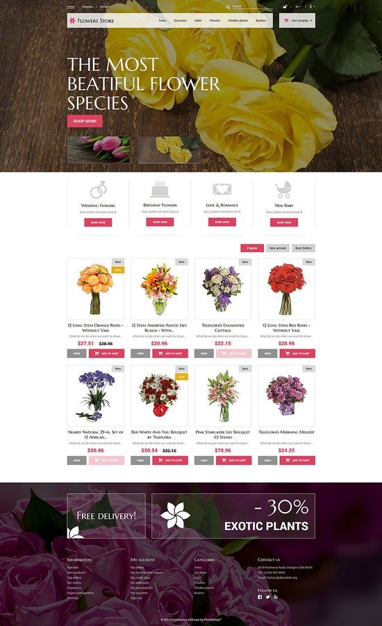 Flowers for Special Occasions PrestaShop Theme