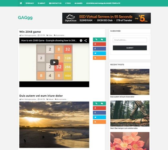 GAG99 Galley and Video Blogger Template
