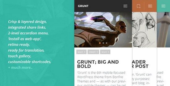 GRUNT: A Big and Bold Mobile WordPress Theme