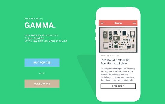 Gamma Mobile Retina HTML5 and CSS3 WordPress