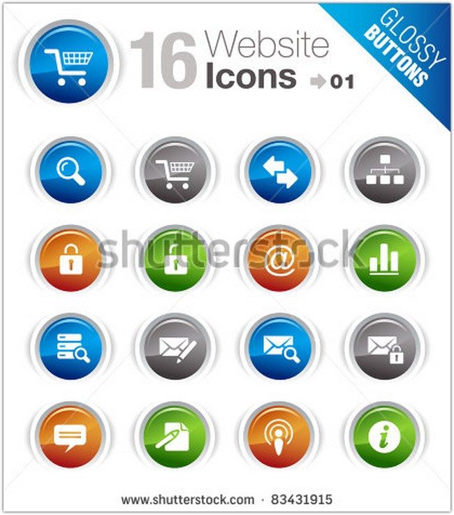 Glossy buttons - Web site and Internet Icons