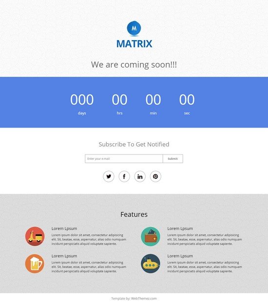 HTML5 Responsive Coming Soon Page