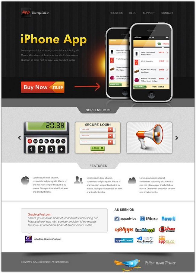 IPhone App Website Template (PSD)
