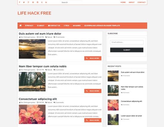 LifeHack Free Responsive Blogger Template