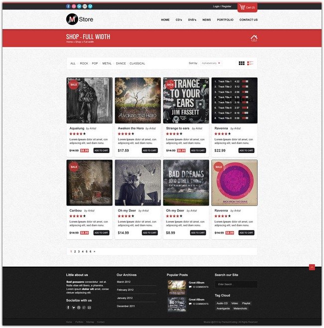 MUSICA – ECOMMERCE WEBSITE TEMPLATE (PSD) – SHOP PAGE