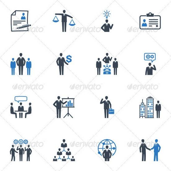 Management and Human Resource Icons - Blue Series