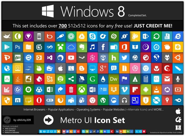 Metro UI Icon Set - 725 Icons
