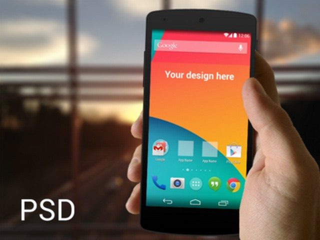 Nexus 5 in hand template