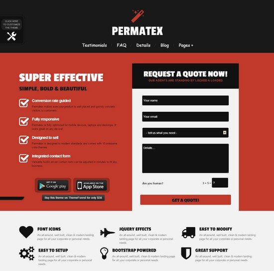 Permatex - Leads Generating WordPress Landing Page