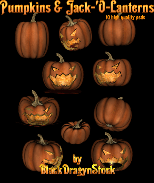 Pumpkin and Jack-O-Lanterns psd