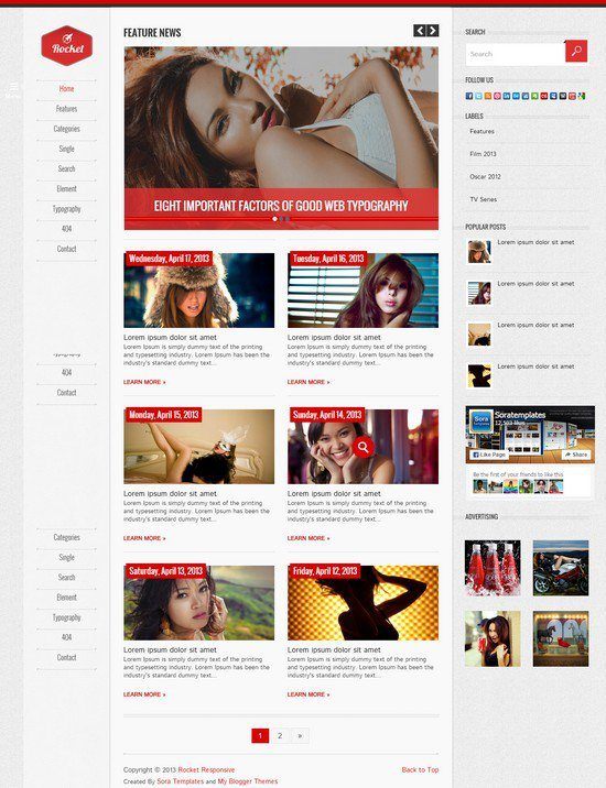 Rocket Red Blogger Template