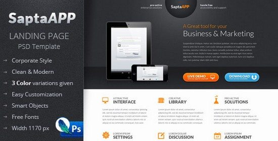 SaptaApp Landing Page Template