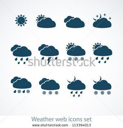 Set of Weather web icons. Vector illustration.
