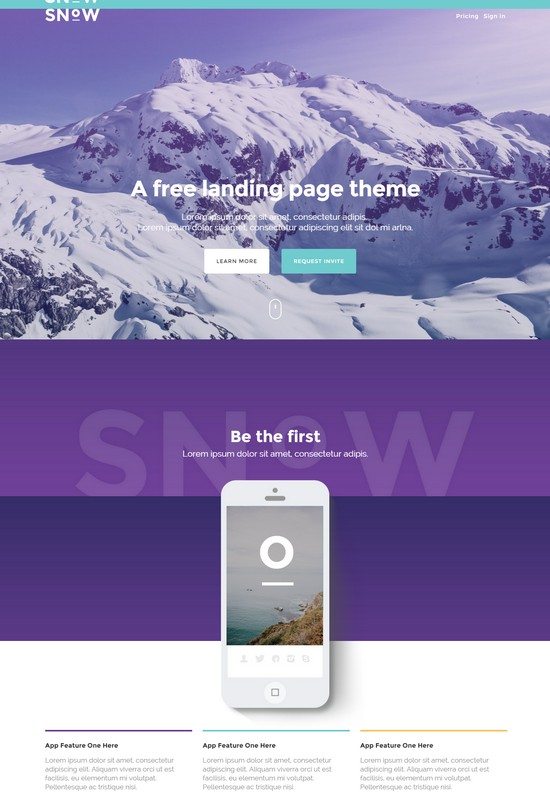 Snow - A Free Bootstrap Landing Page Theme