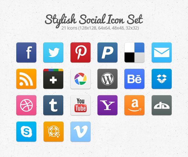 Stylish Social Icon Set