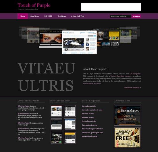 TOUCH OF PURPLE FREE CSS TEMPLATE