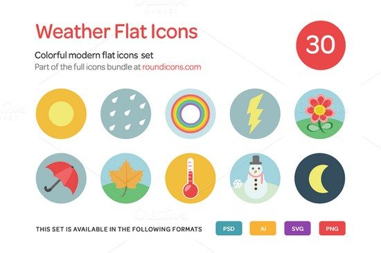 Weather Flat Icons Set