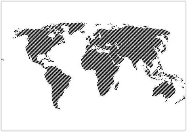 World Map 45° Lines Vector