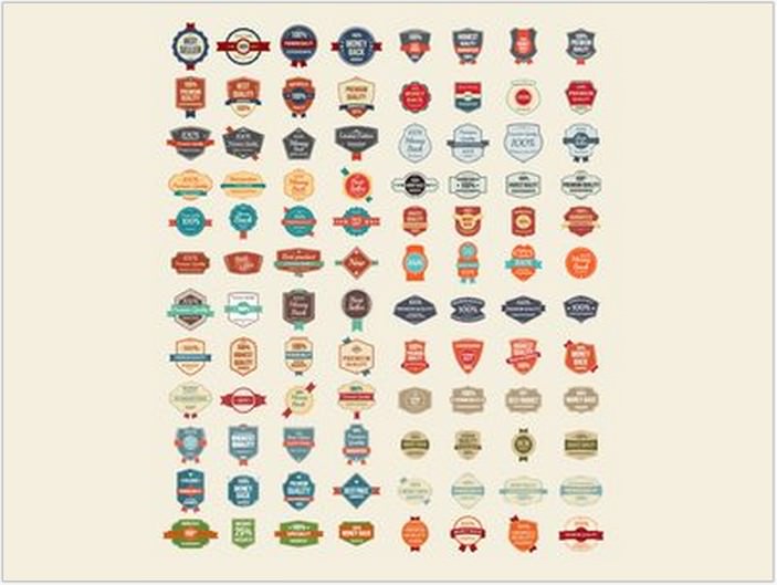 100 Free Vector Vintage Badges, Stickers & Stamps