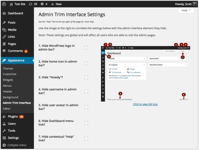 Admin Trim Interface
