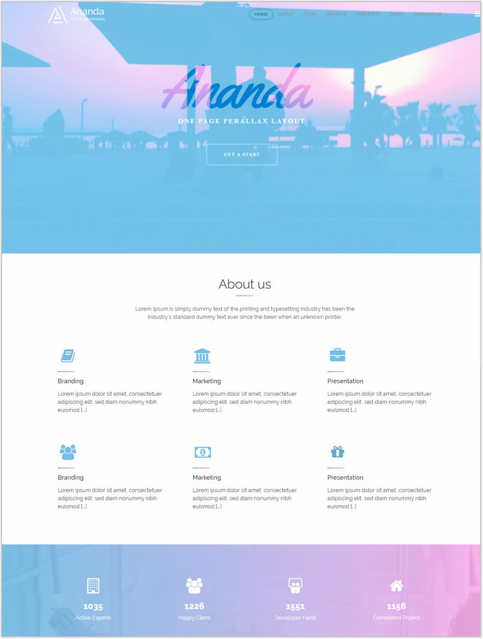 Ananda - One Page Parallax Website Template 