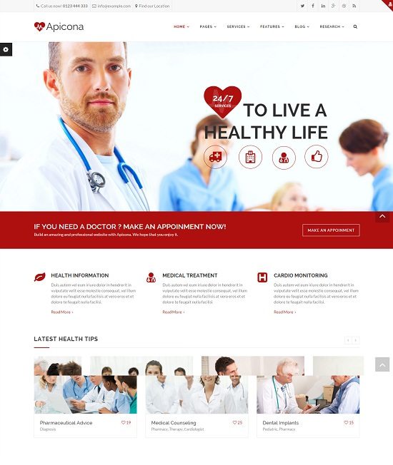 Apicona - Health & Medical WordPress Theme