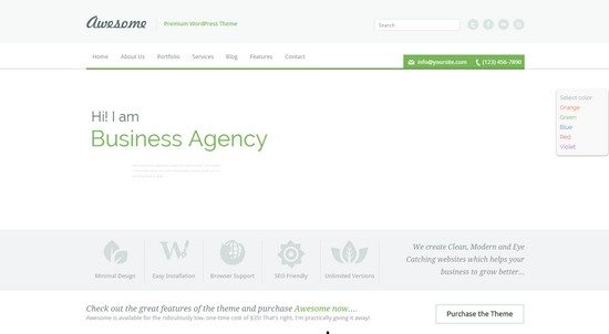 Awesome - One Page Business Portfolio WordPress Theme