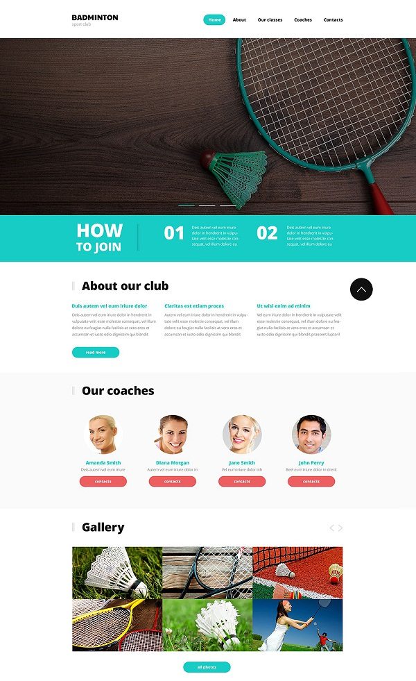 Badminton Responsive Website Template
