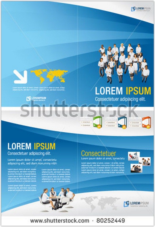 Blue template for advertising brochure
