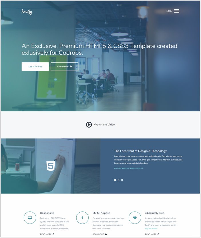 Boxify One Page Website Template